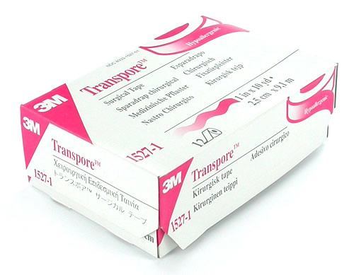 1" Wide Roll of 3M Transpore Plastic Surgical Tape Case