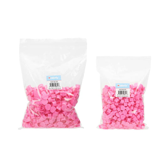 Saferly Heart Ink Caps - Size #16 Large or #11 Medium - Bag of 500 - Pink or Black