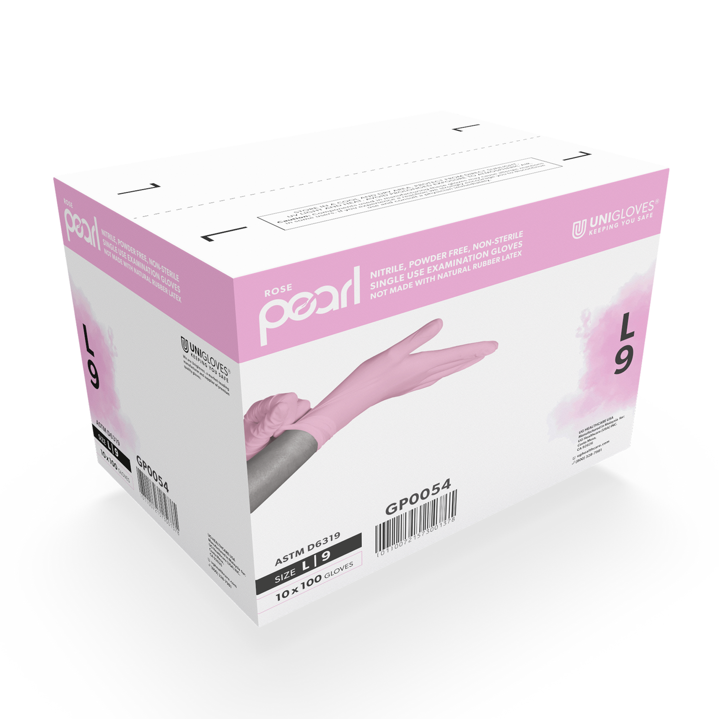 Unigloves Black/Rose Pearl Nitrile Gloves (GP003x-black/GP005x-rose)
