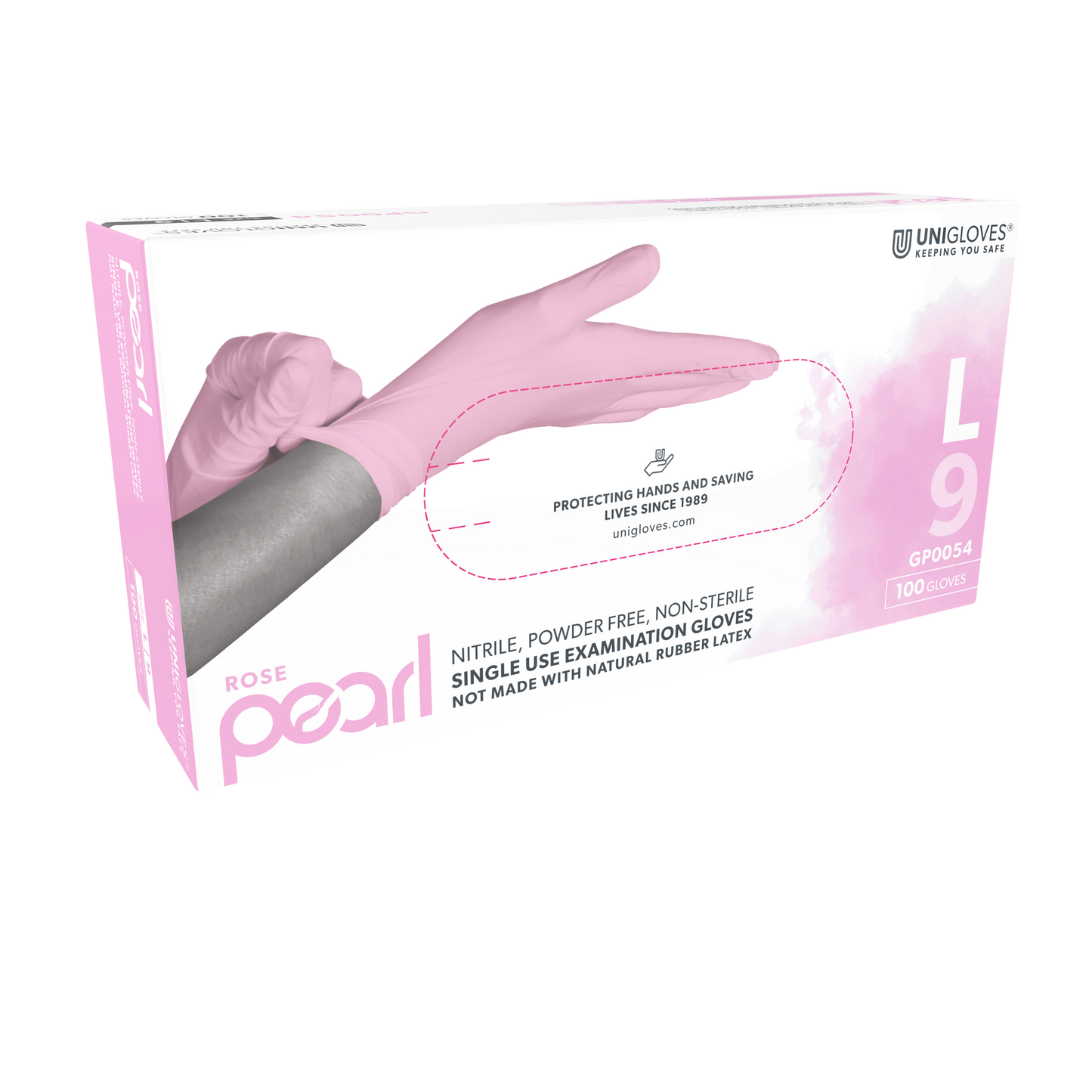 Unigloves Black/Rose Pearl Nitrile Gloves (GP003x-black/GP005x-rose)